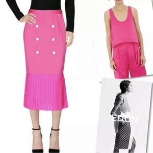 EDUN HOT PINK BUTTON PLEATED SKIRT TOP OUTFIT SZ 8